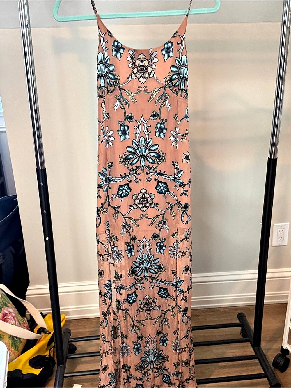 For Love & Lemons Aigrette Maxi Dress Aigrette Floral Maxi Dress Pink & Blue